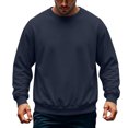 thumbnail image 3 of Domuza Men's Crewneck Fleece Sweatshirt Solid Color Classic Pullover Long Sleeve Tops Fall Winter Casual Regular Fit Sweatshirts, 3 of 4