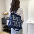 thumbnail image 2 of Bolsa A Cuestas Bolso Unisex Denim Tote Carta Compras Gran Capacidad Hombro Azul Oscuro Azul, 2 of 8