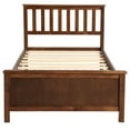 thumbnail image 3 of Twin Size Wood Platform Bed Frame with Headboard, Footboard and Wood Slat Support, Modern Stylish Design, No Box Spring Needed, Walnut, 3 of 8