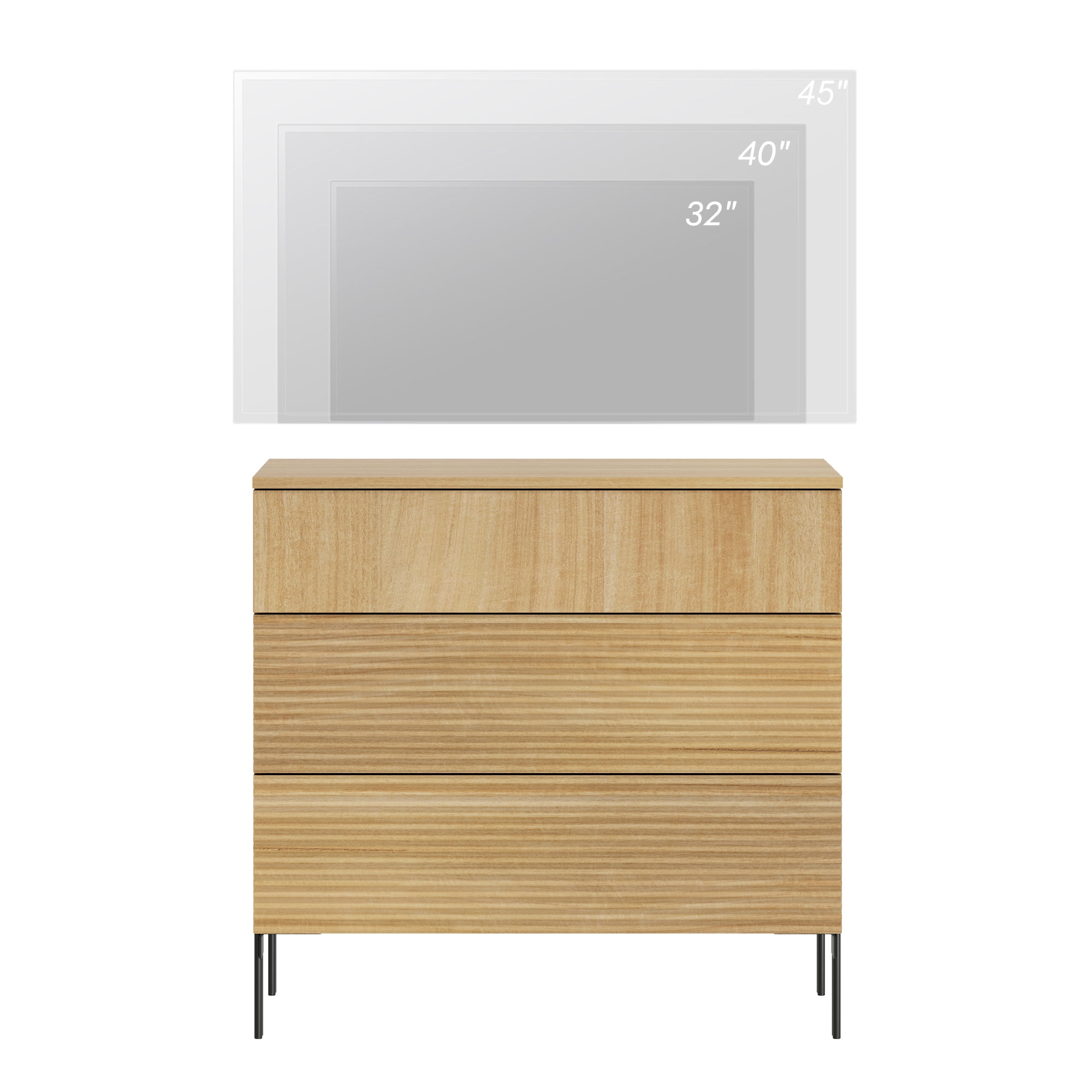 31.5" Reeded Dresser TV Stand, Modern Minimalist Entertainment Center, Wooden TV Console with Storage for Living Room,Bedroom