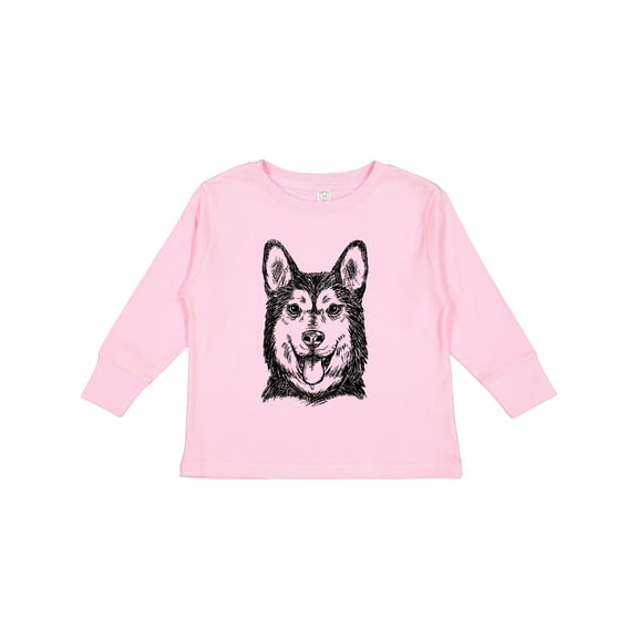 Inktastic Siberian Husky Sketch Portrait Boys or Girls Long Sleeve Toddler T-Shirt