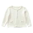 thumbnail image 1 of Suéter de punto de algodón para niña, suéter de bebé, cárdigan con lazo, blanco, 80 cm, nuevo de invierno, 1 of 5
