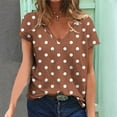 thumbnail image 2 of ZQGJB Polka Dot Shirts for Women Summer Short Sleeve Casual V Neck Graphic Tunic Blouse Loose Fit Oversized Baggy Pullover Tops Brown XL, 2 of 5