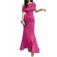 thumbnail image 3 of Women'S Off Shoulder Elegant Sleeveless Bodycon Long Formal Party Evening Dress Rose Red XXL, 3 of 9