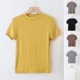 thumbnail image 1 of Fanxing Tops White Short Sleeve Tees Shirts Solid Color Crewneck Pullover Stretchy T Shirt, 1 of 4
