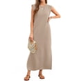 thumbnail image 2 of Fantaslook Womens Maxi Dress Round Neck Sleeveless Sundress Loose Split Wrinkle-Free Summer Long Dresses with Pockets, 2 of 8