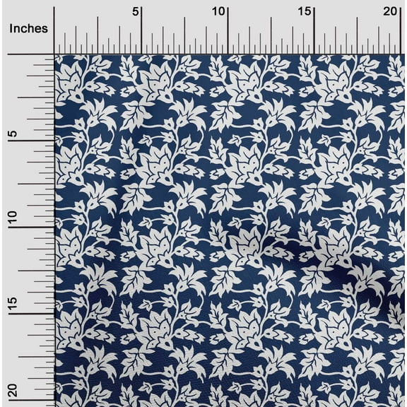 oneOone Organic Cotton Poplin Twill Fabric Leaves & Floral Block Decor Fabric Printed BTY 42 Inch Wide