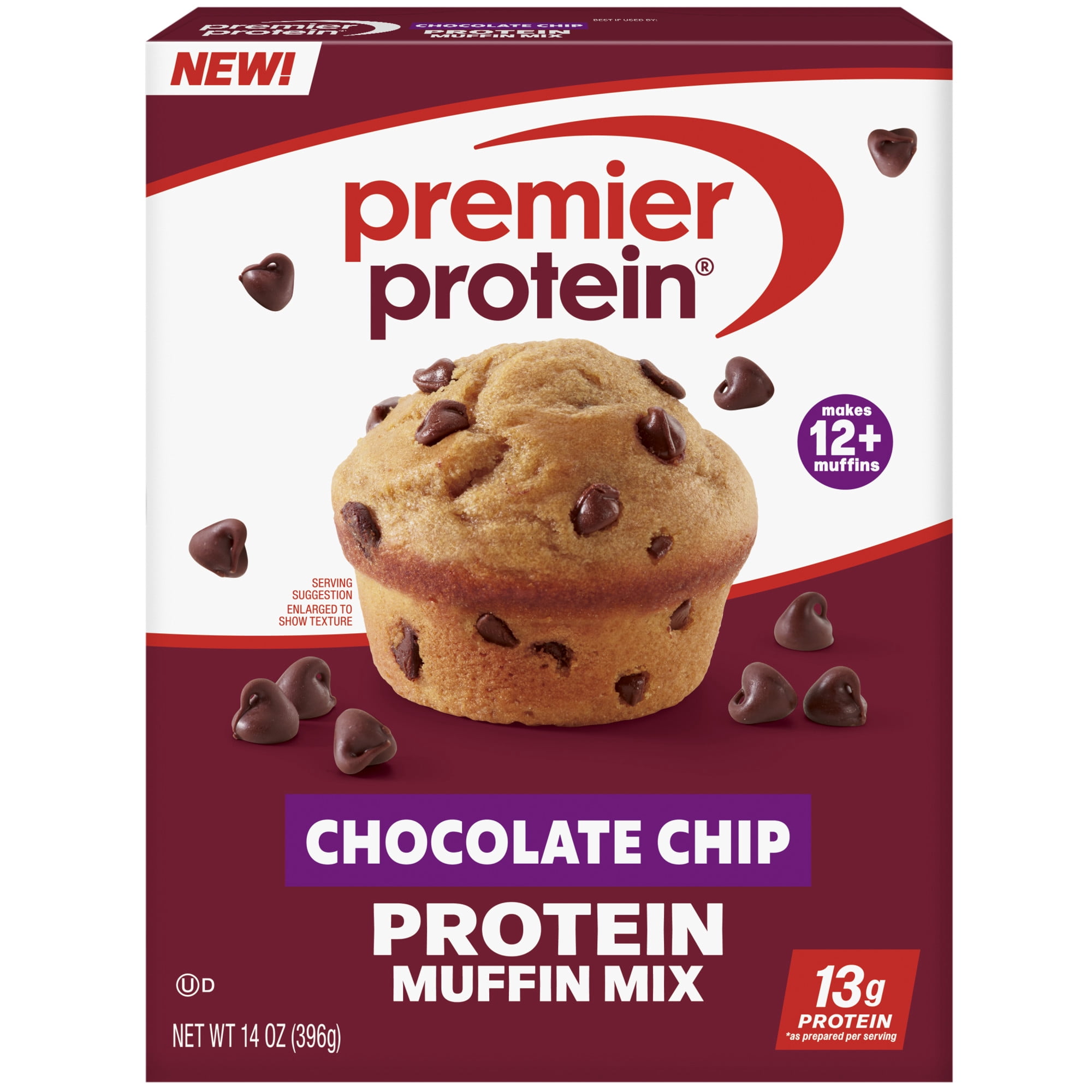 (12 pack) Premier Protein Chocolate Chip Protein Muffin Mix, 14 oz