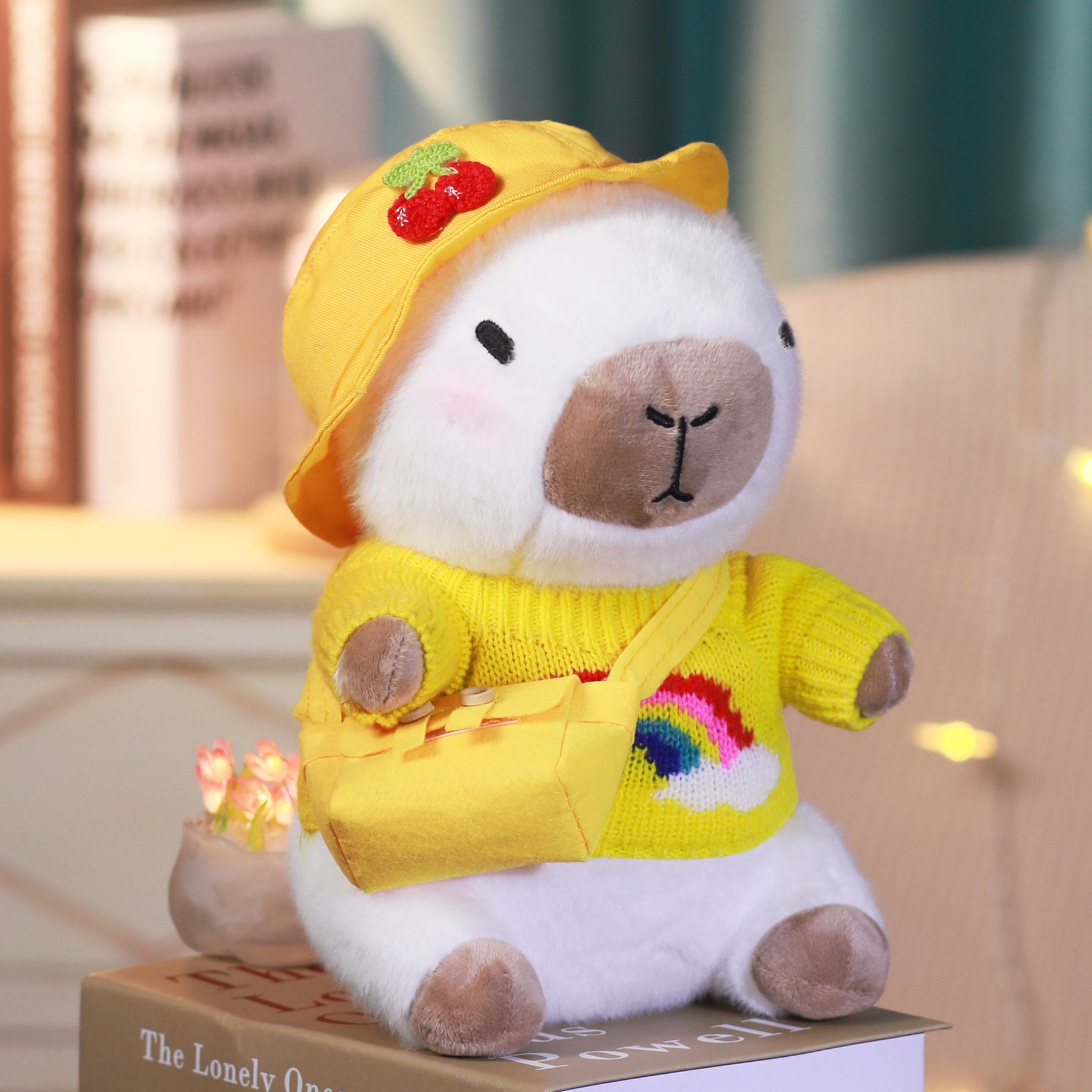 10.4 in/26.5 Cm Capybara Plush Stuffed Animal, Soft Plush Toy with Easter & Spring Outfit, Cute Gift for Easter Basket, Home Decor & Collectible