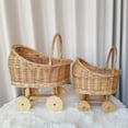 thumbnail image 4 of Woven Rattan Stroller Flower Basket with Handle,Vintage Wicker Baby Carriage,Rustic Rattan Stroller Decor for Weddings, and Floral Arrangements, Decorative Flower Girl Cart, Event Centerpiece Decor, 4 of 8