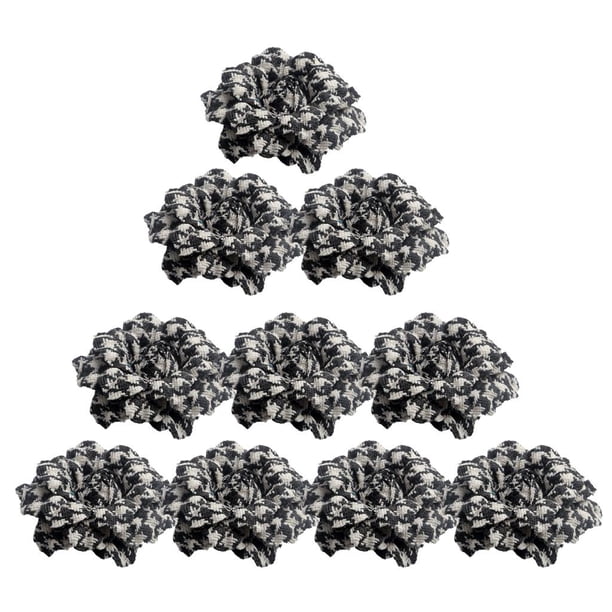 10 piezas de apliques de flores de camelia de pata de gallo vintage para accesorios de cabello de mujer DIY de 6 cm Negro