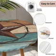 thumbnail image 5 of Texas Star Rustic Round Fitted Tablecloth with Elastic Edge, Waterproof Table Cloth Table Cover for 55"-60" Tables, Western Teal Brown Ombre Wooden Vintage Tablecloths for Dining Picnic Outdoor, 5 of 9