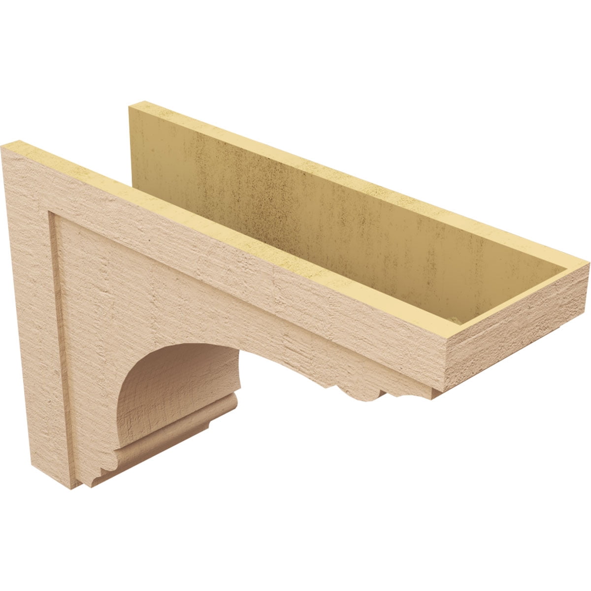 12"W x 36"D x 24"H Classic Warren Rough Cedar Woodgrain TimberThane Corbel, Primed Tan