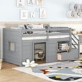 thumbnail image 5 of Solid Wood Twin Low Loft Bed with Stair, Drawer & Shelf in Grey - 94.5" L, Modern Space-Saving Design for Playroom or Bedroom, Durable Pine Construction, 5 of 11
