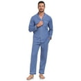 thumbnail image 5 of EA'S SECRET Mens Pajamas Set Soft 100% Cotton Notched Collar Pajamas for Men Long Sleeve Button Down Pjs Mens Sleepwear with Pockets(Blue,L), 5 of 7
