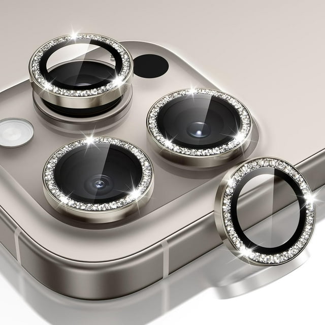 Camera Lens Protectors for iPhone 16 Pro Max/15 Pro Max/14 Pro Max, Tough HD Individual Protectors, Scratch Resistant, Tempered Glass, Armorite Series, 1 Pack, Titanium Shimmer