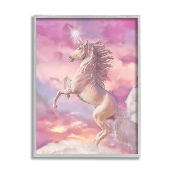Stupell Industries Beautiful Sunset Unicorn Pink Clouds Fantasy Illustration , 11 x 14, Design by Ziwei Li