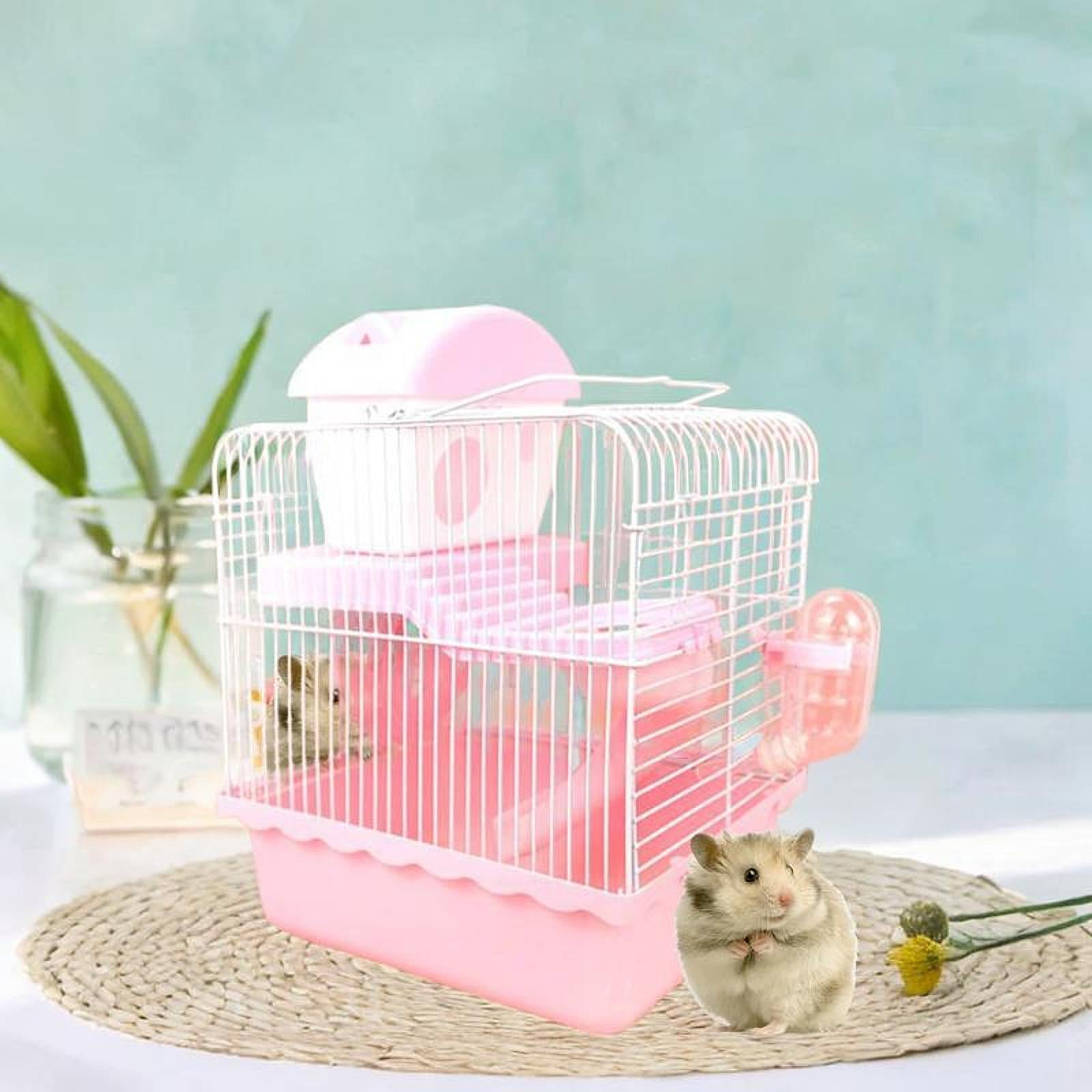 oshhni Small Animal Carrier Cage Hamster Cage for Dwarf Hamster Guinea Pig Hedgehog pink