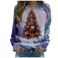 thumbnail image 1 of Camisas navideñas para mujer, sudadera ligera con cuello redondo de manga larga estampada, camisetas cómodas gráficas Fridja FKASFK1145, 1 of 5