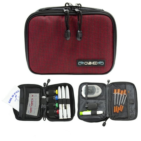 Chillmed Type 1 Diabetic Organizer Travel Kit Insulin Cooler Bag With Ice Pack For Traveling Everyday Use Red