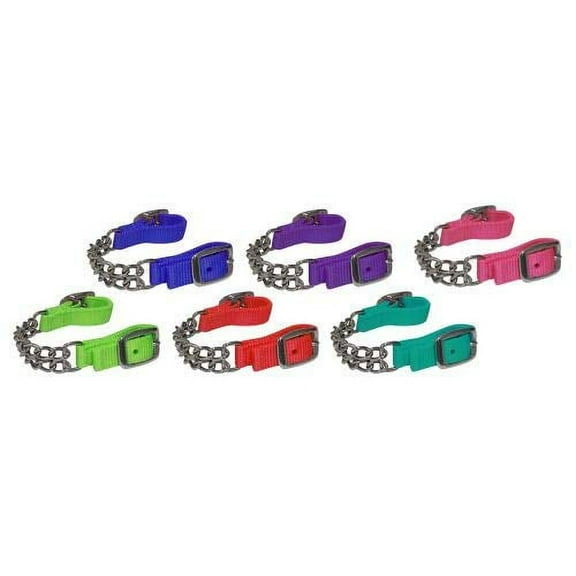 Showman Adjustable Double Chain Nylon Curb Strap (Lime)