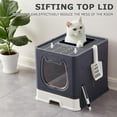 thumbnail image 4 of Cat Litter Box with Lid, Foldable Enclosed Covered Top Entry Kitten Litter Boxes for Growing Cats, Drawer Type Kitty Toilet with in/Out Front Door, 4 of 7