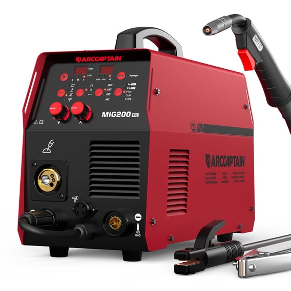ARCCAPTAIN MIG Welder, 110V/220V Dual Voltage 200A 6-in-1 Aluminum Welding Machine , Spot MIG/Flux Core/Stick Welder Kit