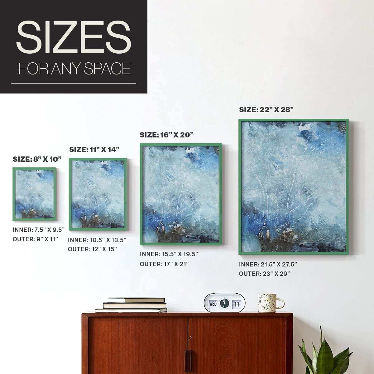 Coastal Seas III Framed Print in Green Solid Wood Framed Print No Nail Hanging