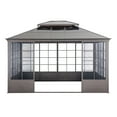 thumbnail image 3 of Sunjoy Sheridan 12 ft. x 14 ft. Brown Steel Screenhouse with 2-tier Hardtop, 3 of 7