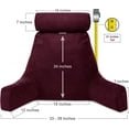 thumbnail image 3 of Husband Pillow, Aspen Edition - Reading and Bed Rest Pillow with Arms - Neck Roll on Bungee Cord or Removable - Premium Memory Foam - Reversible Two-Sided Cover Microsuede or Microfiber, Mauve Purple, 3 of 13