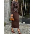 thumbnail image 5 of Chaqueta corta de cuero con cinturón para mujer, abrigo holgado de manga larga con cuello vuelto, ropa de calle elegante y cálida para invierno, 5 of 5