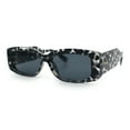 thumbnail image 4 of Womens Mod Rectangle Thick Beveled Plastic Minimal Fashion Sunglasses Slate Tortoise - Black, 4 of 8