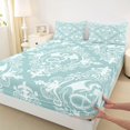 thumbnail image 3 of Homewish Vintage Western Dragon Twin Sheet Sets, Cyan Damask Flower Print Twin Fitted Sheet, Hippie Mandala Style Flat Sheet, Ultra Soft Bedroom Decor, 3-Piece, 3 of 7