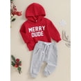thumbnail image 4 of Newborn Baby Boy Christmas Outfits 3M 6M 12M 18M 24M 3Y Long Sleeve Letter Hoodie+Trousers Set Toddler Fall Winter Clothes, 4 of 10