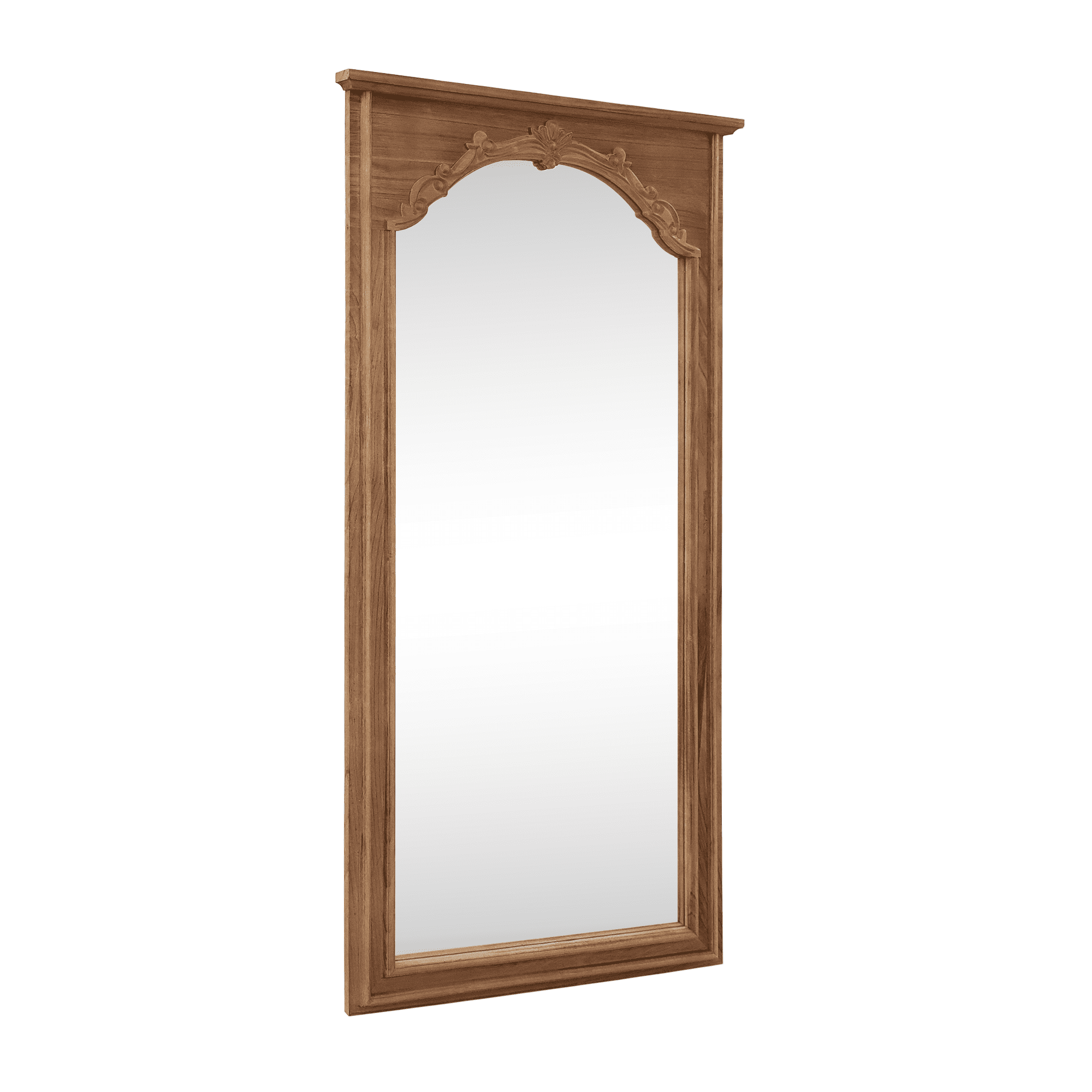 71"x35" Wood Arched Full Length Mirror Carved Floor Standing Mirror,Walnut