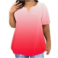 thumbnail image 6 of Womens Plus Size T-Shirts Cotton Short Sleeve V Neck Tops Loose Summer T Shirts for Women Graphic Tshirts (Khaki XL), 6 of 6