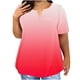 thumbnail image 1 of Plus Tamaño de las Mujeres Blusas, Cuello en V Casual Suelto Manga Corta Superior, Impresión Blusa Poliéster Spandex, 1 of 8
