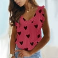 thumbnail image 3 of Pompotops Mode Femmes Casual Amour Impression Sans Manches Plissée Gilet Tops, 3 of 6