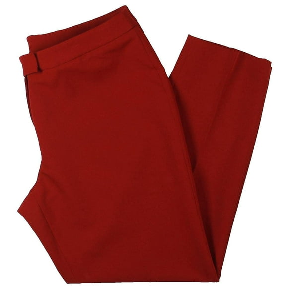 Anne Klein Womens Bowie Office Wear Straight Leg Dress Pants Red 16