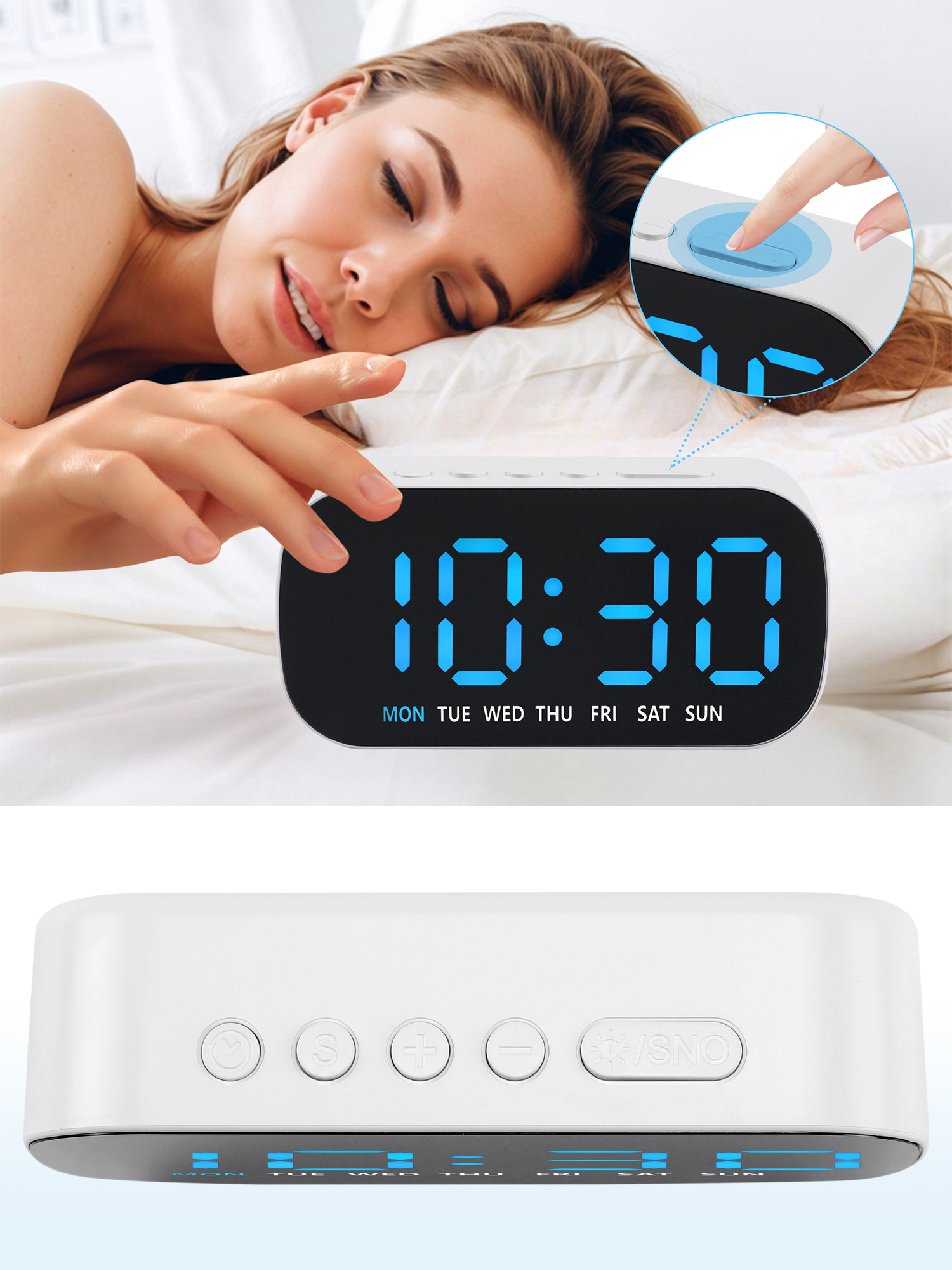 Unique Bargains LED Alarm Clock Black Housing and Yellow Light 5.1"L x 1.4"W x 2.4"H