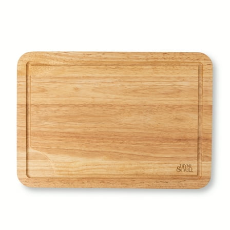 Thyme & Table Extra Large 14"x20" Rubberwood Cutting Board with Anti-Slip Grips