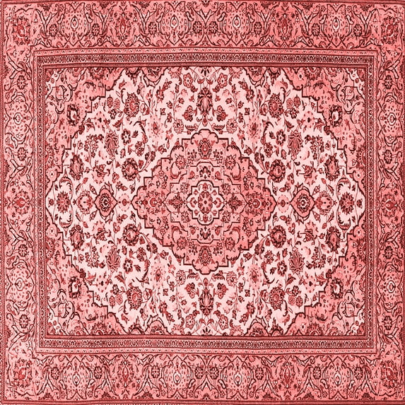 Ahgly Company Indoor Square Medallion Red Traditional Area Rugs, 3' Square