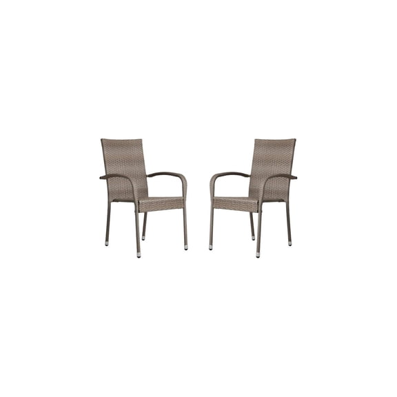 Outdoor Chairs 2Pack Stacking Armchairs Steel Frame 350lb Capacity Weathered Gray