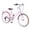 Pink + Steel + Cycling, variant on 24 Inch Women's Cruiser Bike 6 Speed Step Through Steel Frame City Bicycle with Rear Rack Cup Holder