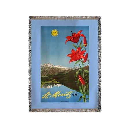St Moritz - Spa Vintage Poster (artist: Steiner) Switzerland c. 1942 (60x80 Woven Chenille Yarn