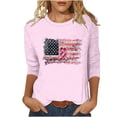 thumbnail image 3 of Nfurl Plus Size Breast Cancer Awareness Shirts for Women Flag Pink Ribbon Graphic Tees Loose Fit 3/4 Sleeve Crewneck Tee Tops Pink XL, 3 of 7