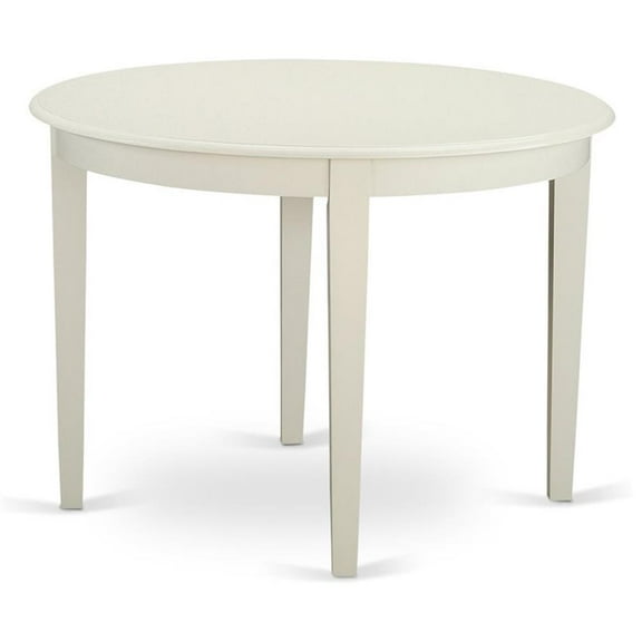 Pemberly Row Wood Dining Table with 4 Tapered Legs in Linen White