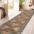 thumbnail image 5 of Washable Runner Rug, 2'3" x 14' Non-Slip Boho Vintage Hallway Rug Runner with Rubber Backing, Stain Resistant & Low Pile Faux Wool Distressed Carpet Runner for Bedroom, Kitchen, Laundry, Entrance, 5 of 6