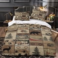 thumbnail image 3 of LAICAIW Ensemble 3 Pcs Ensemble 3 Pcs sur Lit Ensemble de Literie Courtepointe Style Chalet - Parcelle Faune - Ensemble de Couette Réversible Style Cabane Rustique Campagnarde avec Taies Décoratives, Brun Très Grand (220x240 cm), 3 of 7
