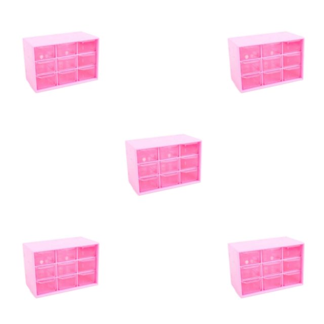 relayinert Plastic Functional And Stylish Jiugongge Storage Drawer - Easy Access With Multiple Colors rose red Nine Palaces Grid 5Set